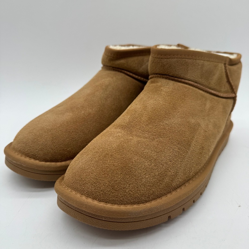 EVELLYHOOTD Ankle Snow Boots Women's US 11.5 Brown Suede Fleece Lined Slip On